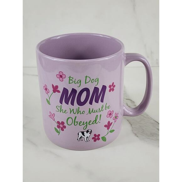 Big Dog Mom Large Coffee Mug Teacup 26oz Purple 5 1/2" Dog Lovers 2008 Ceramic - Picture 1 of 16